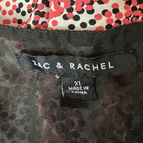 Zac & Rachel X-Large Top Sleeveless Asymmetrical Lined V-Neck Abstract Dots - Picture 7 of 9